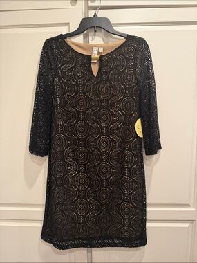 Emma & Michele Black Lace Dress with Nude Lining